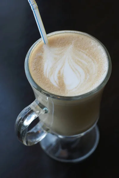 Káva Krásné Sklenici Kavárně — Stock fotografie