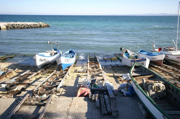 Ankerboote Der Küste — Stockfoto