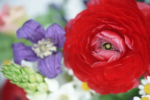 Bouquet Con Diversi Fiori Colorati — Foto Stock