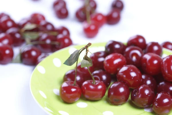 Ripe Red Cherry Berries Isolated White — Stock Photo, Image