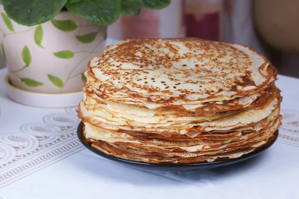 Pila Panqueques Caseros Plato — Foto de Stock