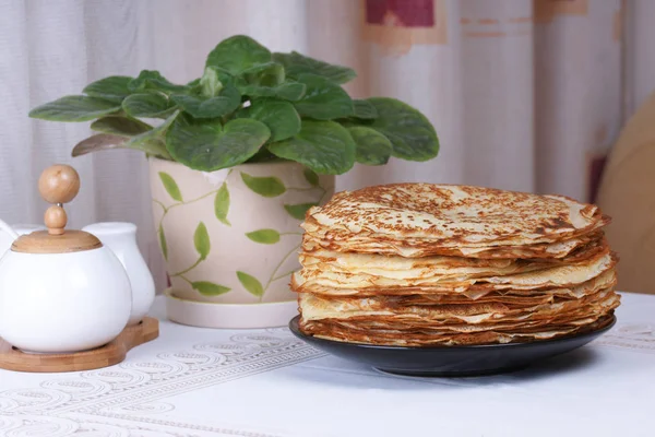 Stack Homemade Pancakes Plate — Stock Photo, Image
