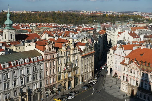 Sonbaharda Prag Sokakları Hava Görünümü — Stok fotoğraf