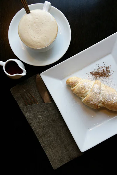 Croissant Table Coffee — Stock Photo, Image