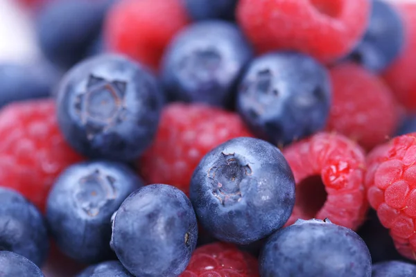 Fresh Raspberries Blueberries Close — Stock Photo, Image