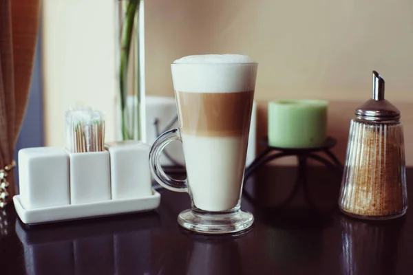 Café Dans Beau Verre Dans Café — Photo