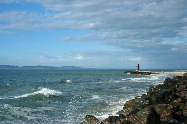 Bir Haç Ile Gündüz Deniz Manzarası — Stok fotoğraf