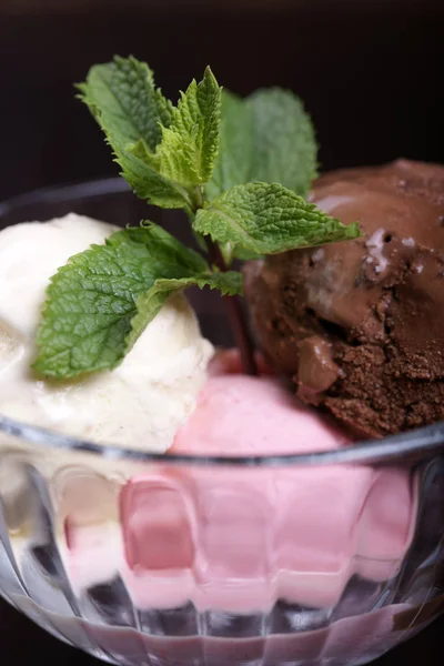 scoops of ice cream in an ice-cream bowl