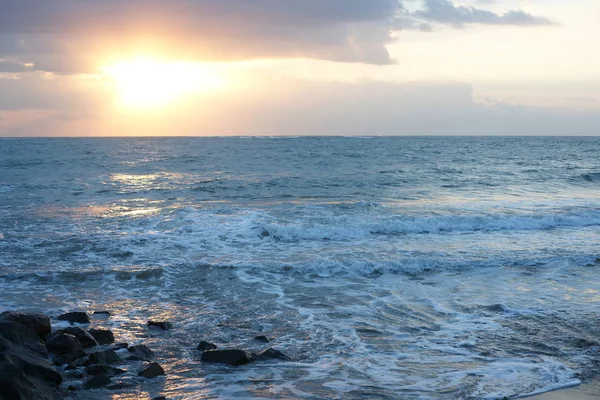 Bela Vista Para Praia Pôr Sol — Fotografia de Stock