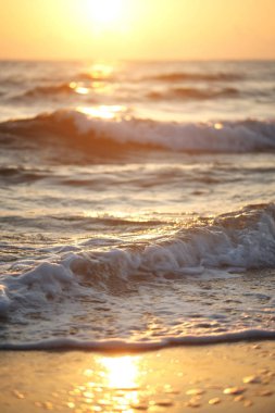 Gün batımında güzel plaj manzarası
