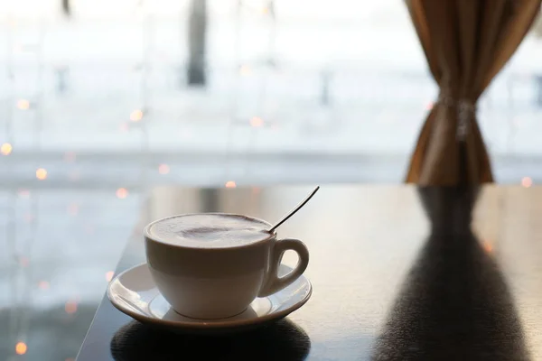 Hete Kop Koffie Met Melk Tafel — Stockfoto