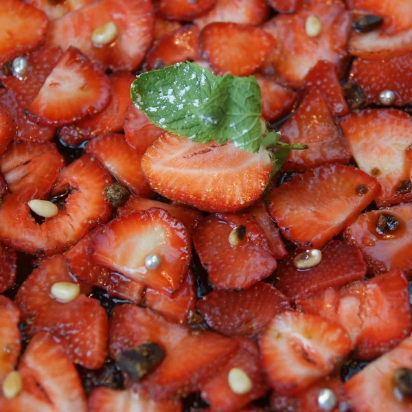 Primer Plano Tarta Con Fresas — Foto de Stock