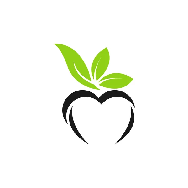 Grünes Vektorsymbol Mit Herzform Und Zwei Blättern Kann Für Ökologische — Stockvektor