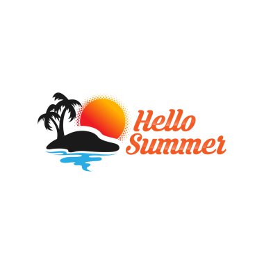 Yaz logosu, yaz zamanı, tatilinizin tadını çıkarın, vektör illüstrasyonu. EPS 10