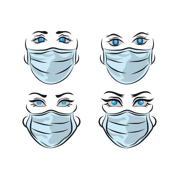 Set Masque Visage Logo Modèle Conception Impressionnant Logo Masque Facial — Image vectorielle