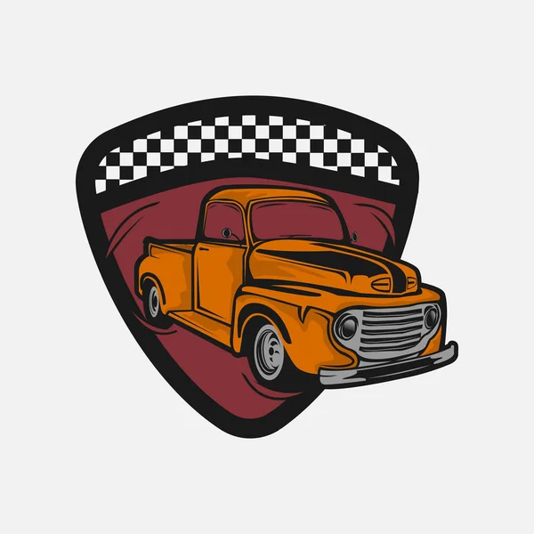 Ilustración Clásica Del Camión Diseño Del Logotipo Del Coche Vintage — Vector de stock