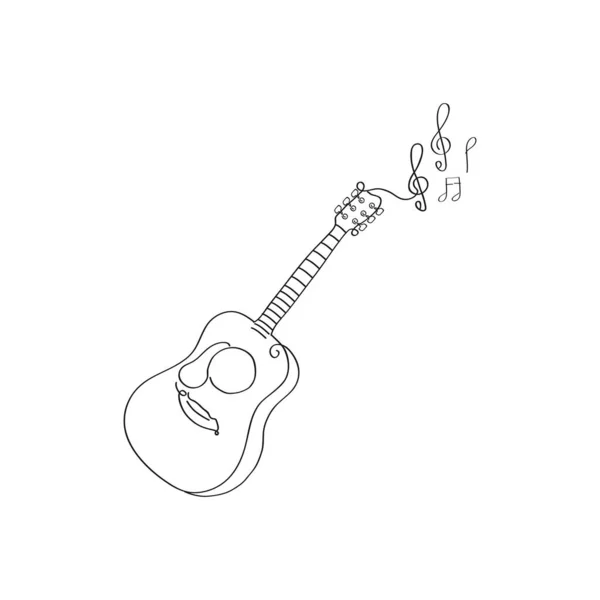 Vetor Ícone Guitarra Sinal Instrumento Musical Acústico Isolado Fundo Branco —  Vetores de Stock