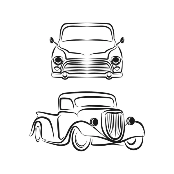 Vintage Car Abstract Logo Design Vector Template Linear Style Retro — Stock Vector