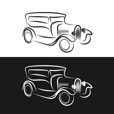 Vintage Car soyut logo tasarım vektör şablonu doğrusal biçimi. Retro Araç Logotype konsept özet simgesi.