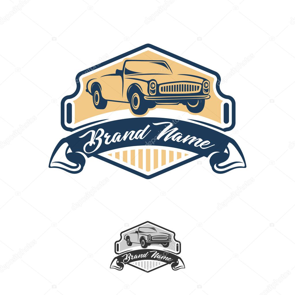 Classic Car repair logo template. Car repairing vector design. Automobile and gear logotype