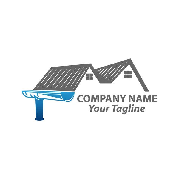 Oluk Çatı Logosu Şablonu Çatıdan Aşağı Doğru Vektör Tasarımı Bataklık — Stok Vektör