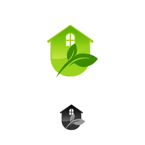 Casa Verde Simples Logotipo Imobiliário Vetor Icon Eps —  Vetores de Stock