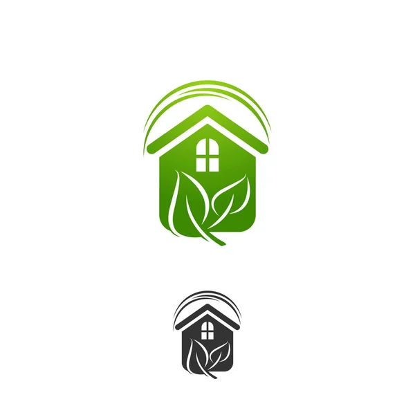 Logotipo Bienes Raíces Casa Verde Simple Vector Icon Eps — Archivo Imágenes Vectoriales