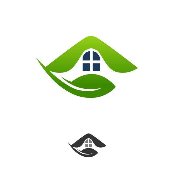 Logo Immobilier Simple Maison Verte Icône Vectorielle Eps — Image vectorielle