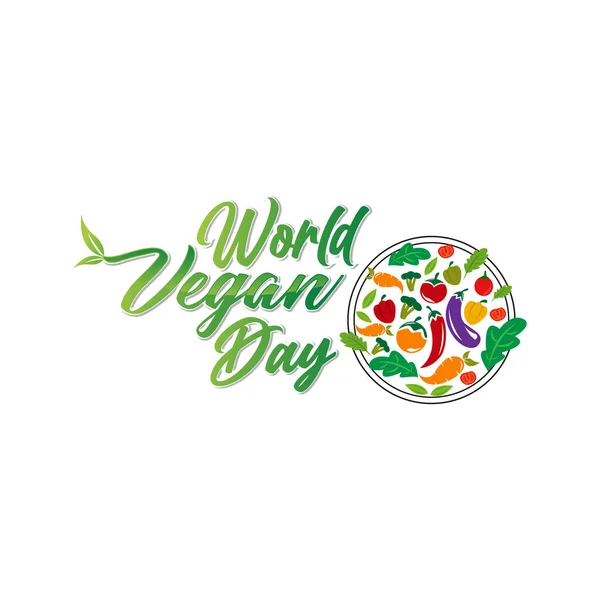 Vektorillustration Zum Weltvegantag Geeignet Für Grußkarte Poster Und Banner — Stockvektor