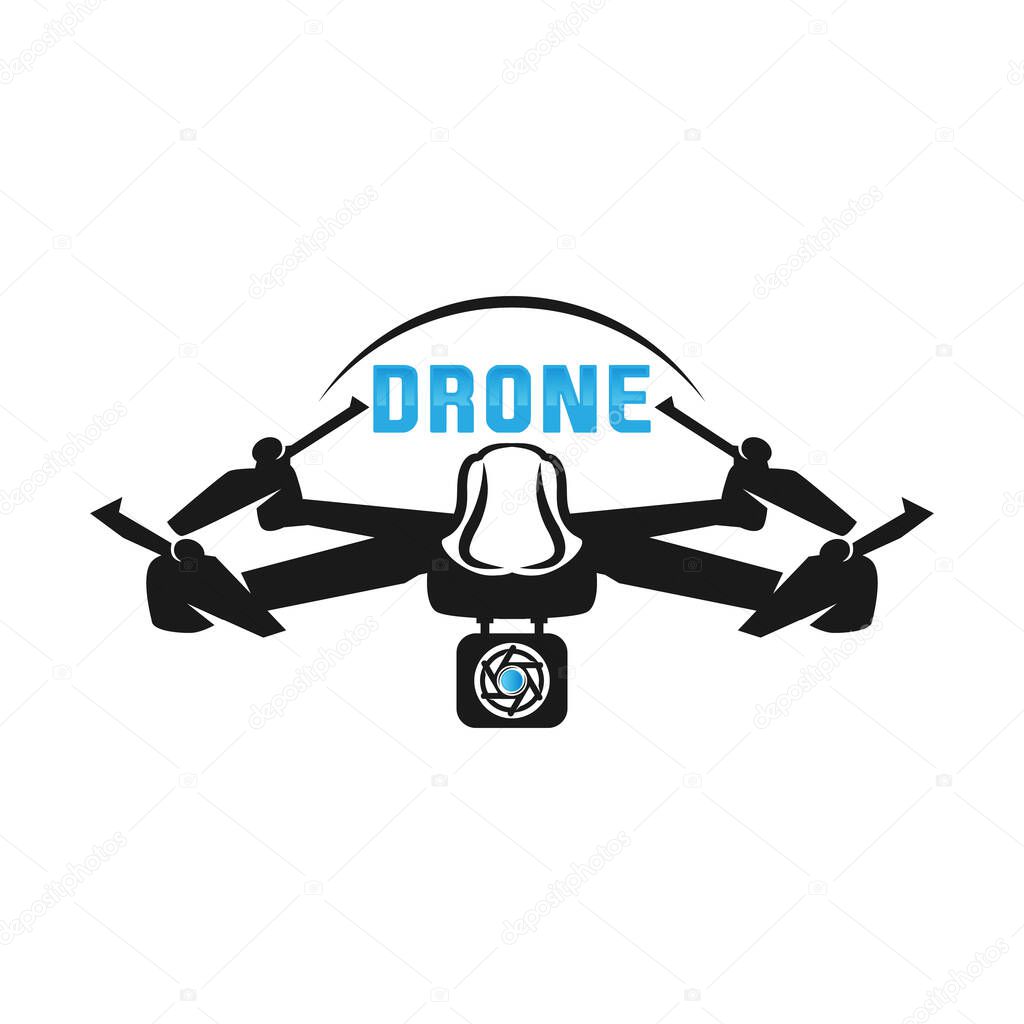 Drone quadrocopter logo. Flying zone simple vector illustration icon. Pictograph .