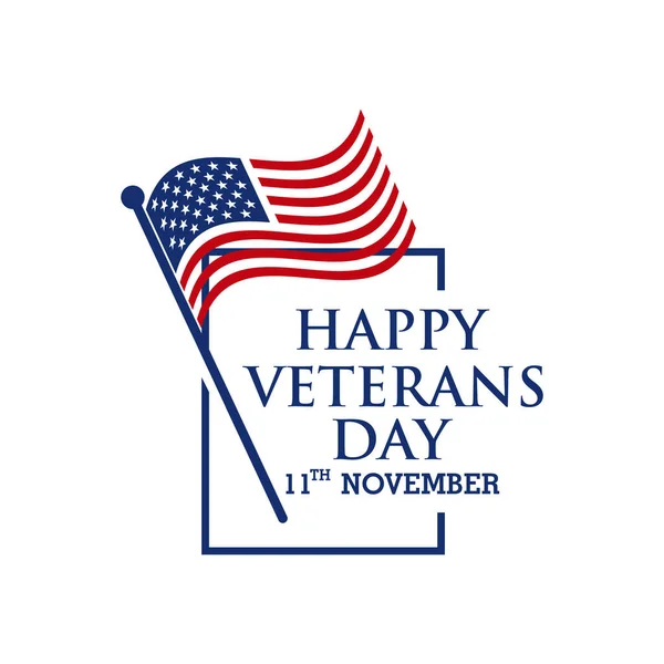 アメリカ国旗イラスト付きハッピー退役軍人の日のレタリング 11月11日休日の背景 星とストライプのお祝いポスター ベクトルのグリーティングカード — ストックベクタ