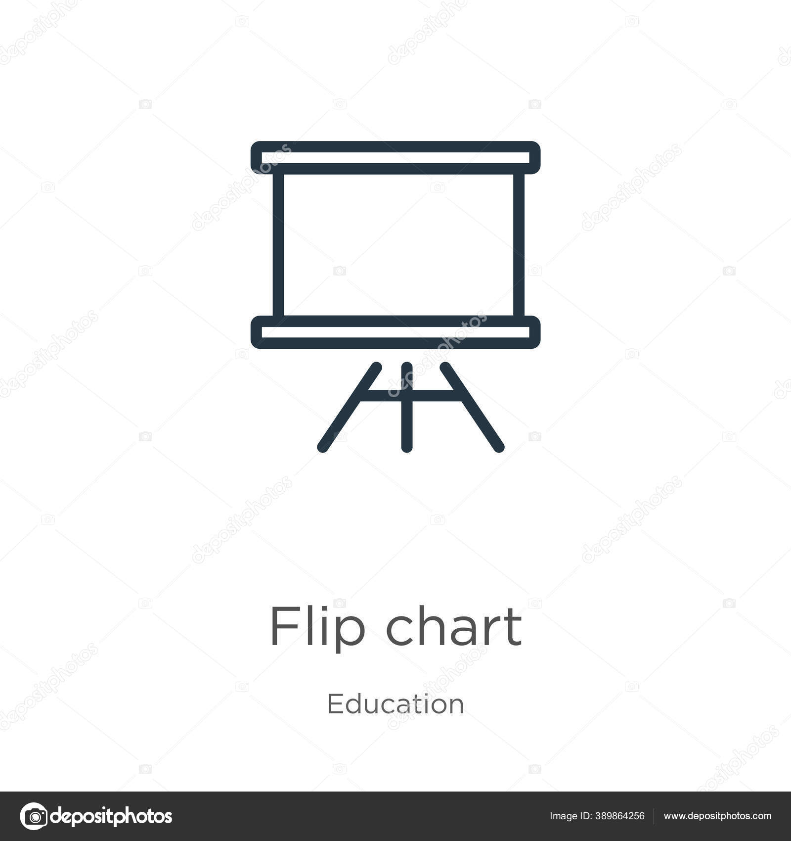 Flip Chart Icon Thin Linear Flip Chart Outline Icon Isolated Stock