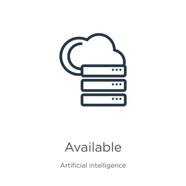 Kullanılabilir simge. Büyük veri koleksiyonundan beyaz arkaplanda izole edilmiş ince doğrusal ana hat simgesi. Çizgi vektör işareti, ağ ve mobil sembolü