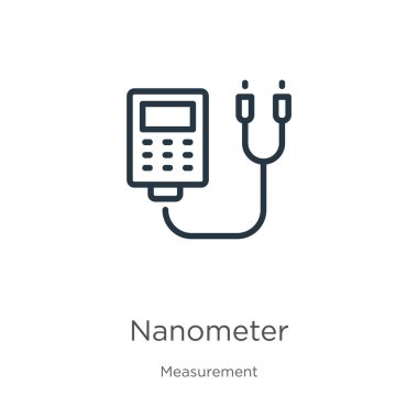 Nanometer icon. Thin linear nanometer outline icon isolated on white background from measurement collection. Line vector sign, symbol for web and mobile clipart