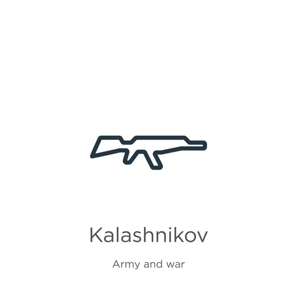 卡拉什尼科夫的图标 瘦长的线性卡拉什尼科夫轮廓图标孤立在白色背景下从军队和战争集合 线形矢量符号 网络和移动符号 — 图库矢量图片