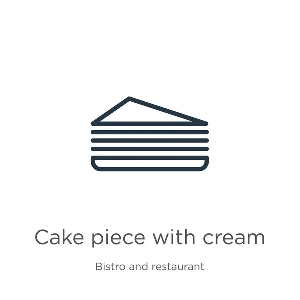 Cake Piece Cream Icon Thin Linear Cake Piece Cream Outline — Stock Vector