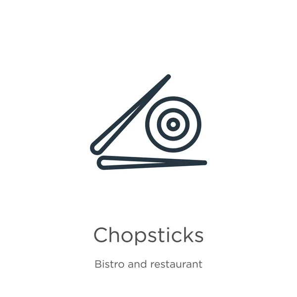 Εικονίδιο Από Ξυλάκια Λεπτή Γραμμική Εικόνα Περίγραμμα Chopsticks Απομονώνονται Λευκό — Διανυσματικό Αρχείο