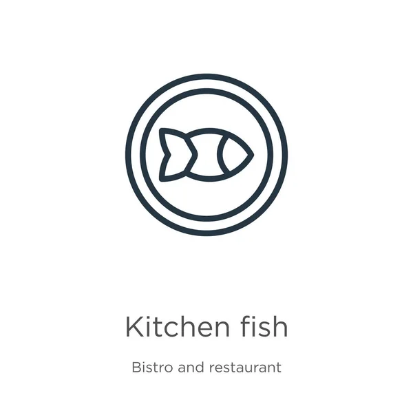 Кухонна Риба Значок Тонка Лінійна Іконка Контуру Кухонної Риби Ізольована — стоковий вектор