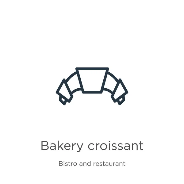 베이커리 크로와 아이콘 선형제과 크로와 Thin Linear Bakery Croissant 식당과 — 스톡 벡터