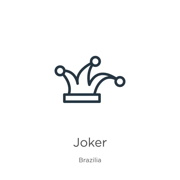 Joker Ikonu Brezilya Koleksiyonundan Beyaz Arkaplanda Izole Edilmiş Ince Doğrusal — Stok Vektör