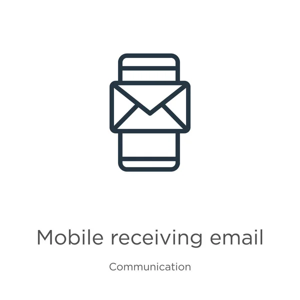 Mobile Réception Mail Icône Mince Linéaire Mobile Réception Email Contour — Image vectorielle
