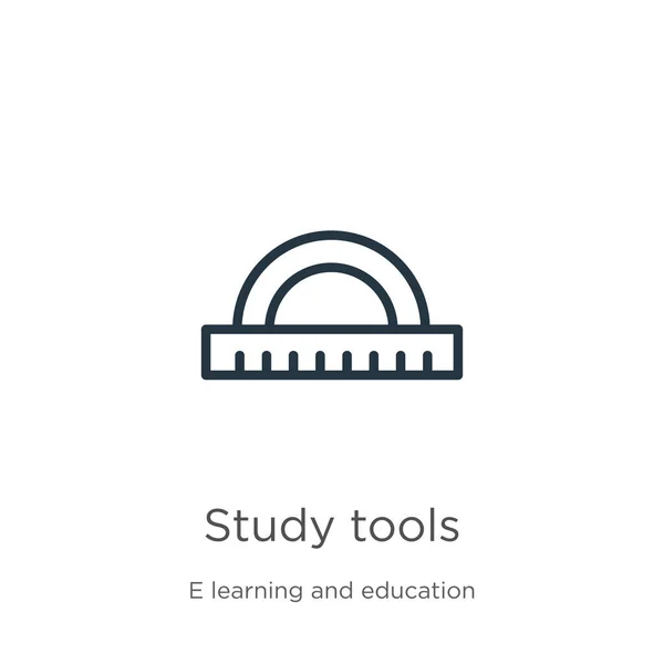 Outillage Étude Icône Des Outils Étude Linéaires Minces Décrivent Icône — Image vectorielle
