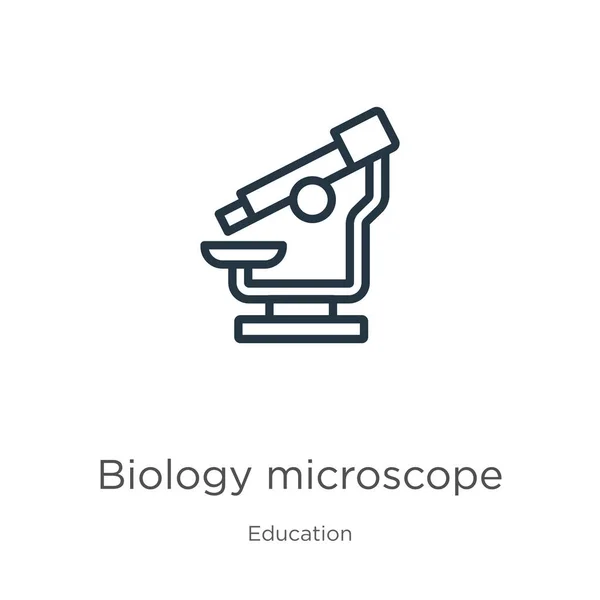 Ícone Microscópio Biologia Ícone Delgado Esboço Microscópio Linear Biologia Isolado — Vetor de Stock
