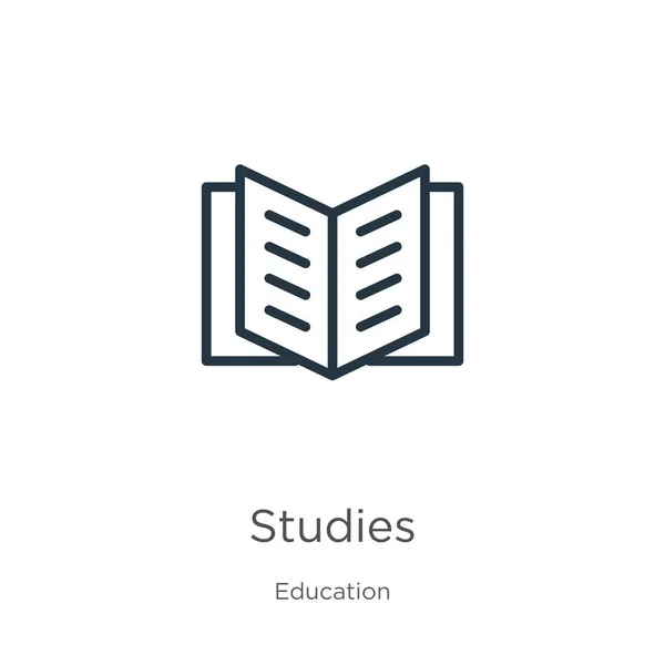 Icona Degli Studi Studi Lineari Sottili Delineano Icona Isolata Sfondo — Vettoriale Stock