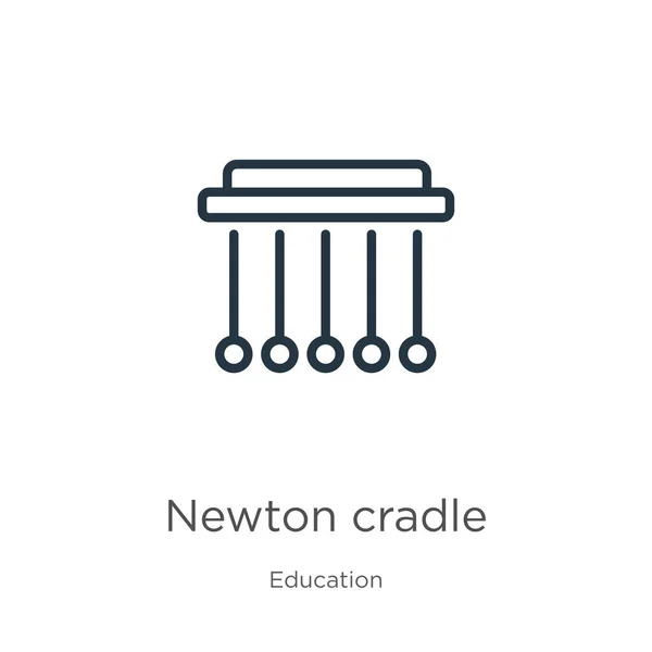ニュートン クレイドルのアイコン 薄い線形ニュートンクレードルアウトラインアイコンは 教育コレクションから白い背景に隔離されています ラインベクトル記号 ウェブとモバイル用の記号 — ストックベクタ