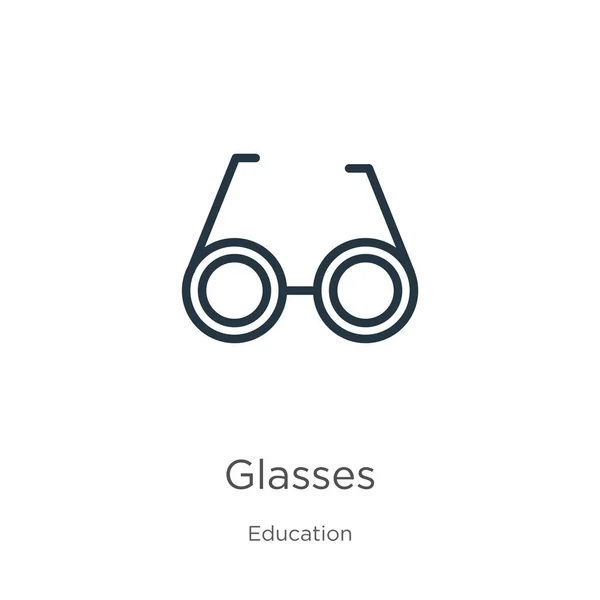Ikona Okularów Cienkie Okulary Liniowe Zarysowują Ikonę Odizolowaną Białym Tle — Wektor stockowy