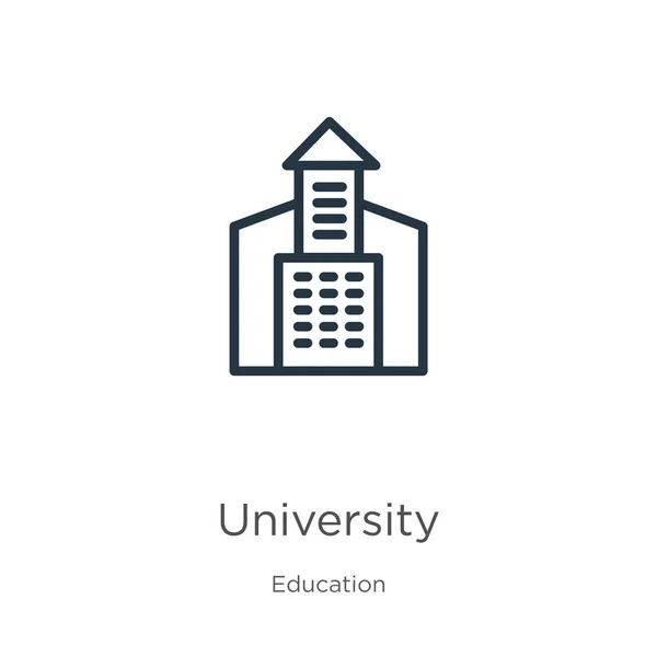 Іконка Університету Тонка Лінійна Піктограма Контуру Університету Ізольована Білому Тлі — стоковий вектор