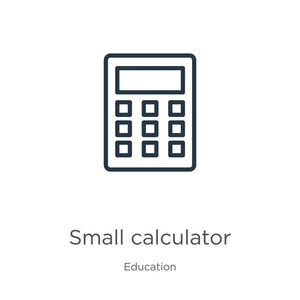 Mała Ikona Kalkulatora Cienki Liniowy Mały Kalkulator Zarys Ikony Odizolowany — Wektor stockowy
