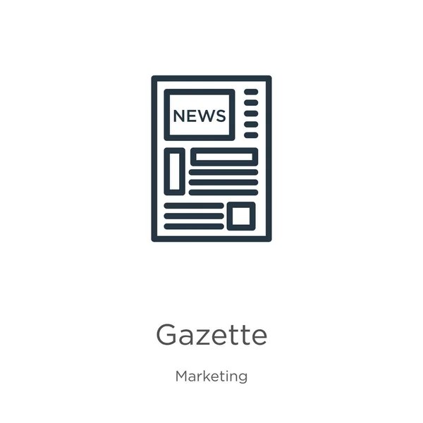 Ikona Gazette Tenký Lineární Gazette Obrys Ikony Izolované Bílém Pozadí — Stockový vektor