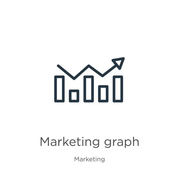 Ícone Gráfico Marketing Ícone Delgado Esboço Linear Gráfico Marketing Isolado —  Vetores de Stock